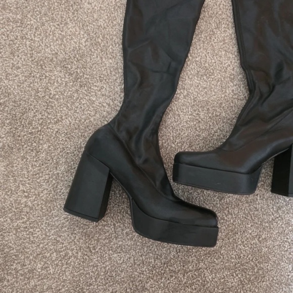 Primark Black Platform Heeled Boots - Picture 2 of 4